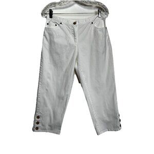 Ruby‎ Road White Capris Women’s Size 6P Button And Elastic Waist